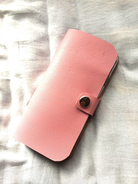 Pink leather iPhon6/6S/7 (4.7inch) case 本革ケース　ピンク 1枚目の画像