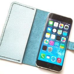 Sky blue leather iPhone7 (4.7inch) case with card slit 本革 1枚目の画像