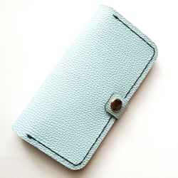 Sky blue leather iPhone7 (4.7inch) case with card slit 本革 2枚目の画像