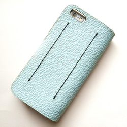 Sky blue leather iPhone7 (4.7inch) case with card slit 本革 4枚目の画像
