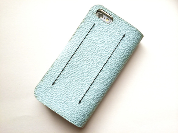 Sky blue leather iPhone7 (4.7inch) case with card slit 本革 4枚目の画像