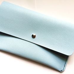 Sky blue leather Bag in Bag  本革　バッグ　スカイブルー 1枚目の画像