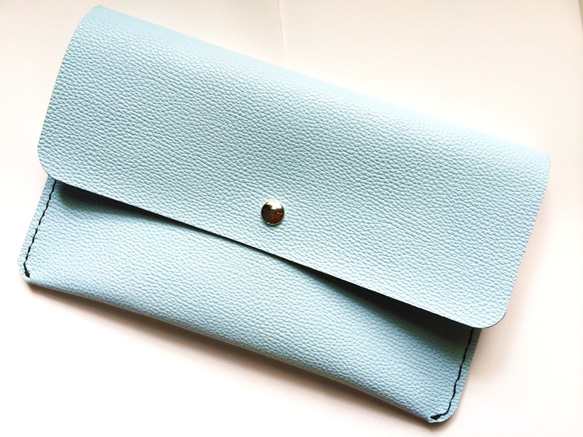 Sky blue leather Bag in Bag  本革　バッグ　スカイブルー 1枚目の画像