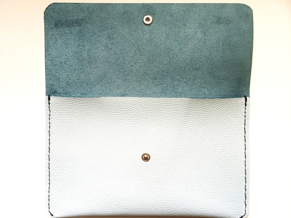 Sky blue leather Bag in Bag  本革　バッグ　スカイブルー 3枚目の画像