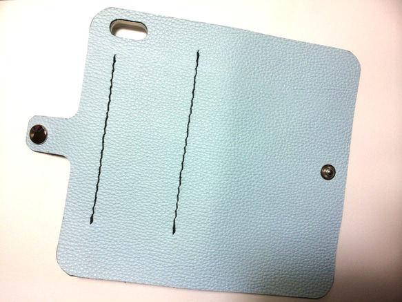 Sky blue leather iPhon6/7 Plus (5.5inch) case  本革ケース ベビーブルー 2枚目の画像
