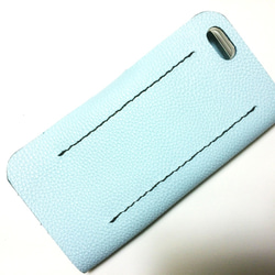 Sky blue leather iPhon6/7 Plus (5.5inch) case  本革ケース ベビーブルー 4枚目の画像