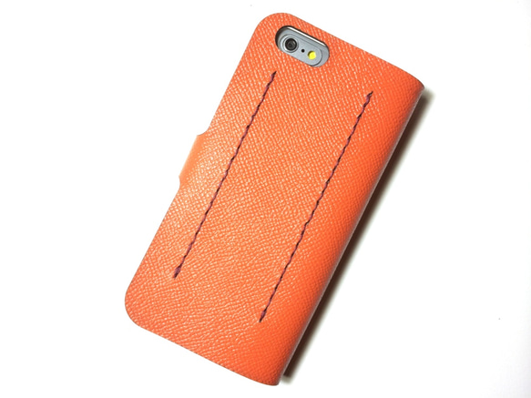 Orange leather iPhon6/6S/7 (4.7inch) case 本革 ケース　オレンジ色 3枚目の画像