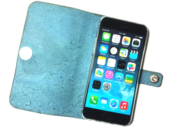 Baby blue leather iPhon6/6S/7 (4.7inch) case 本革ケース ベビーブルー 2枚目の画像