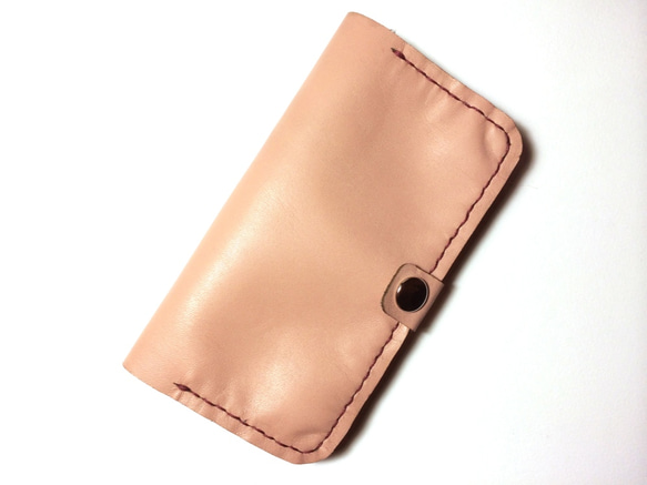 Soft Pink leather iPhone6/7 (4.7inch) case with card slit 1枚目の画像
