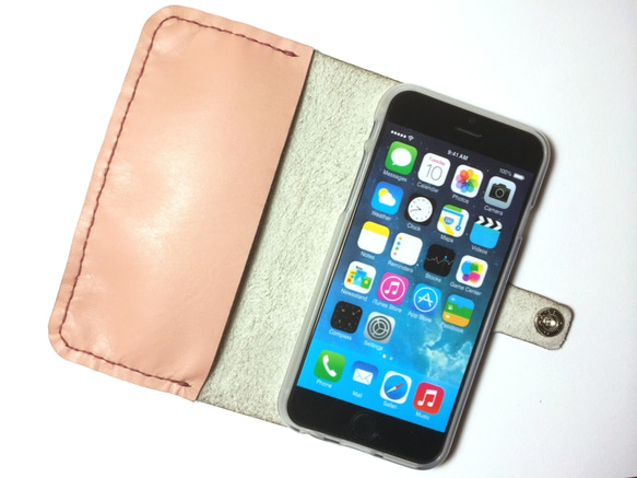 Soft Pink leather iPhone6/7 (4.7inch) case with card slit 2枚目の画像