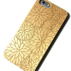 和柄(菊) カエデ木 iPhone6/6S/7 用ケース　real maple wood case 2枚目の画像