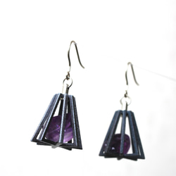 3D printed earring (amethyst) ピアス アメジスト 原石 2枚目の画像