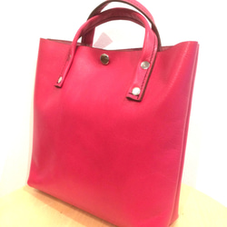 Leather lunch bag pink 本革 ランチバッグ ピンク 1枚目の画像
