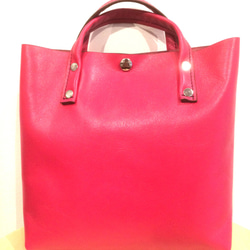 Leather lunch bag pink 本革 ランチバッグ ピンク 2枚目の画像