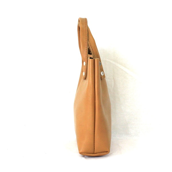 本革 ランチバッグ ベージュ　Leather lunch bag beige 3枚目の画像