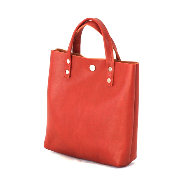 本革 ランチバッグ 赤 レッド　Leather lunch bag red 1枚目の画像