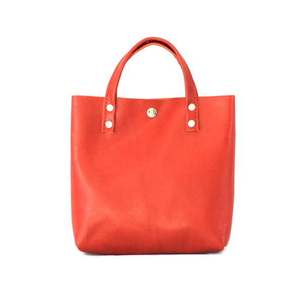 本革 ランチバッグ 赤 レッド　Leather lunch bag red 2枚目の画像