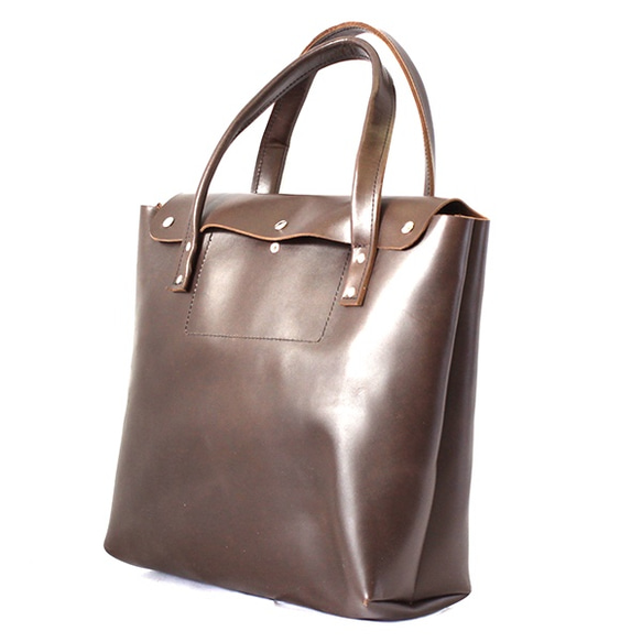 本革 トートバッグ 大 焦げ茶　Leather tote back dark brown 1枚目の画像