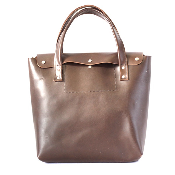 本革 トートバッグ 大 焦げ茶　Leather tote back dark brown 2枚目の画像