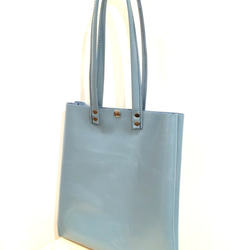 Leather small tote back peal blue 本革 トートバッグ 小 パールブルー 1枚目の画像