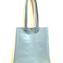 Leather small tote back peal blue 本革 トートバッグ 小 パールブルー 2枚目の画像