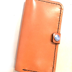 Leather iPhone7 (4.7inch) case camel ヌメ本革ケース キャメル カード入付 1枚目の画像