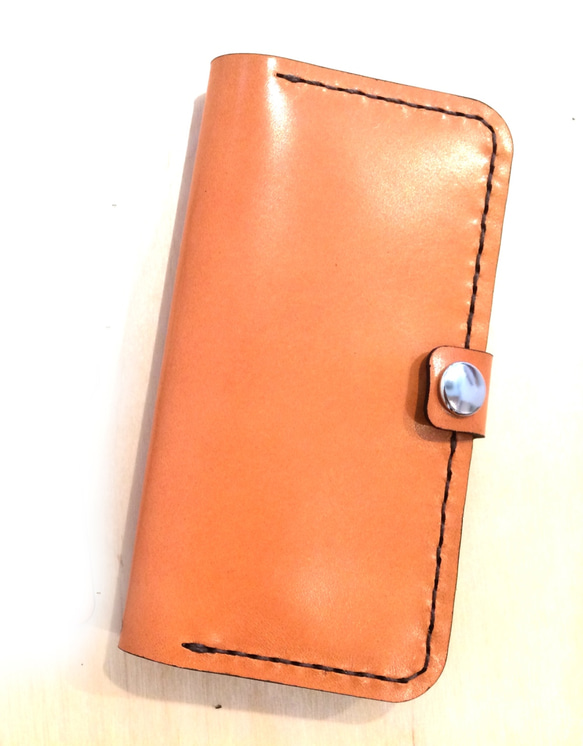 Leather iPhone7 (4.7inch) case camel ヌメ本革ケース キャメル カード入付 1枚目の画像