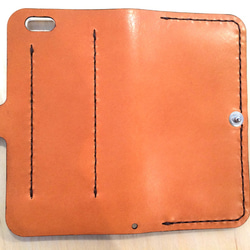 Leather iPhone7 (4.7inch) case camel ヌメ本革ケース キャメル カード入付 2枚目の画像