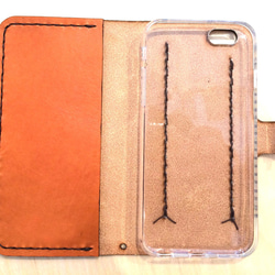 Leather iPhone7 (4.7inch) case camel ヌメ本革ケース キャメル カード入付 3枚目の画像