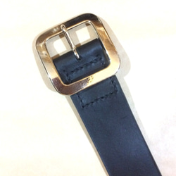 ヌメ革 ベルト 極太 黒　栃木レザー　Tochigi Leather belt wide 50mm black 1枚目の画像