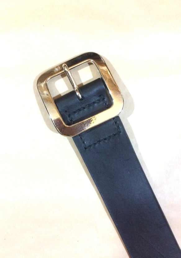 ヌメ革 ベルト 極太 黒　栃木レザー　Tochigi Leather belt wide 50mm black 1枚目の画像