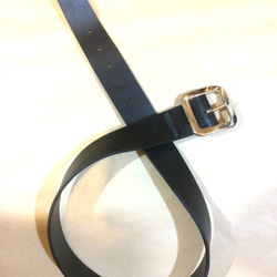 ヌメ革 ベルト 極太 黒　栃木レザー　Tochigi Leather belt wide 50mm black 3枚目の画像