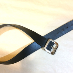 ヌメ革 ベルト 極太 黒　栃木レザー　Tochigi Leather belt wide 50mm black 4枚目の画像