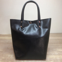 本革ハンドバッグ 黒　Hand bag black leather 1枚目の画像