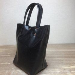 本革ハンドバッグ 黒　Hand bag black leather 2枚目の画像