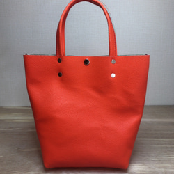 本革ハンドバッグ オレンジ　Hand bag Orange leather 3枚目の画像