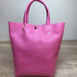 Hand bag Pink leather ハンドバッグ 本革 ピンク 2枚目の画像