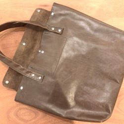 本革トートバッグ 大 バーントアンバー　Burnt amber leather tote back 3枚目の画像