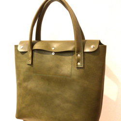 Tochigi leather moss green Tote bag 栃木レザー モスグリーントートバッグ 1枚目の画像