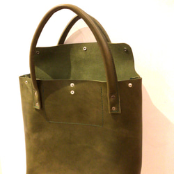 Tochigi leather moss green Tote bag 栃木レザー モスグリーントートバッグ 3枚目の画像