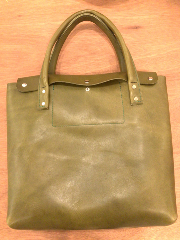 Tochigi leather moss green Tote bag 栃木レザー モスグリーントートバッグ 5枚目の画像