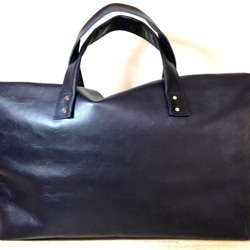 本革トートバッグ　特大  ダークブルー　Dark blue leather Mega tote bag 3枚目の画像