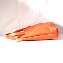 本革トートバッグ 中　オレンジ　Orange leather  tote bag 6枚目の画像