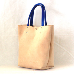 床革 ハンドバッグ  取手 青色　Leather hand bag 2枚目の画像