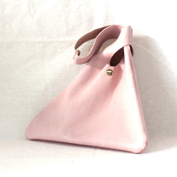 本革 三角ポーチ ピンク  Leather Mt. Fuji pouch pink 2枚目の画像