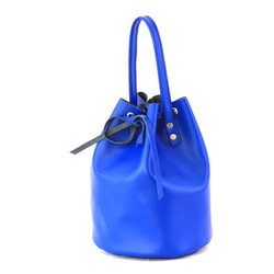 本革バケットバッグ 青　Bucket bag blue leather 1枚目の画像