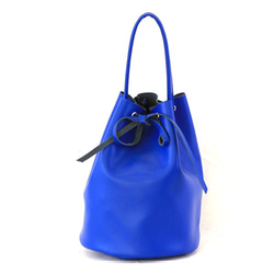 本革バケットバッグ 青　Bucket bag blue leather 2枚目の画像