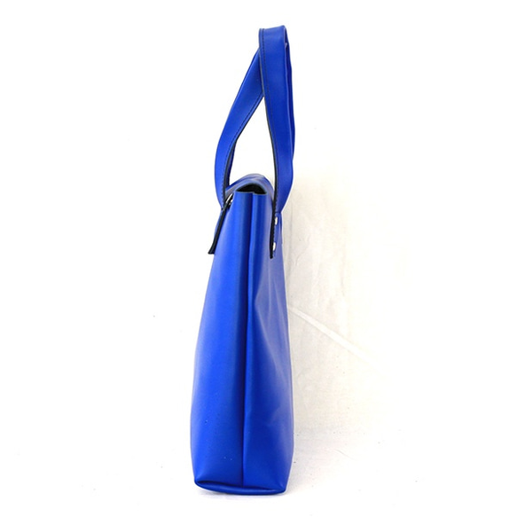 本革トートバッグ 中　青　Blue leather  tote bag 3枚目の画像