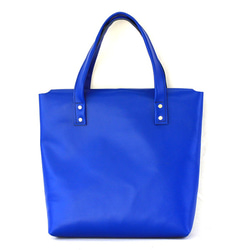 本革トートバッグ 中　青　Blue leather  tote bag 4枚目の画像