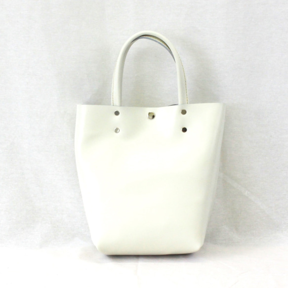 本革ハンドバッグ　オフホワイト　Hand bag off white leather 3枚目の画像